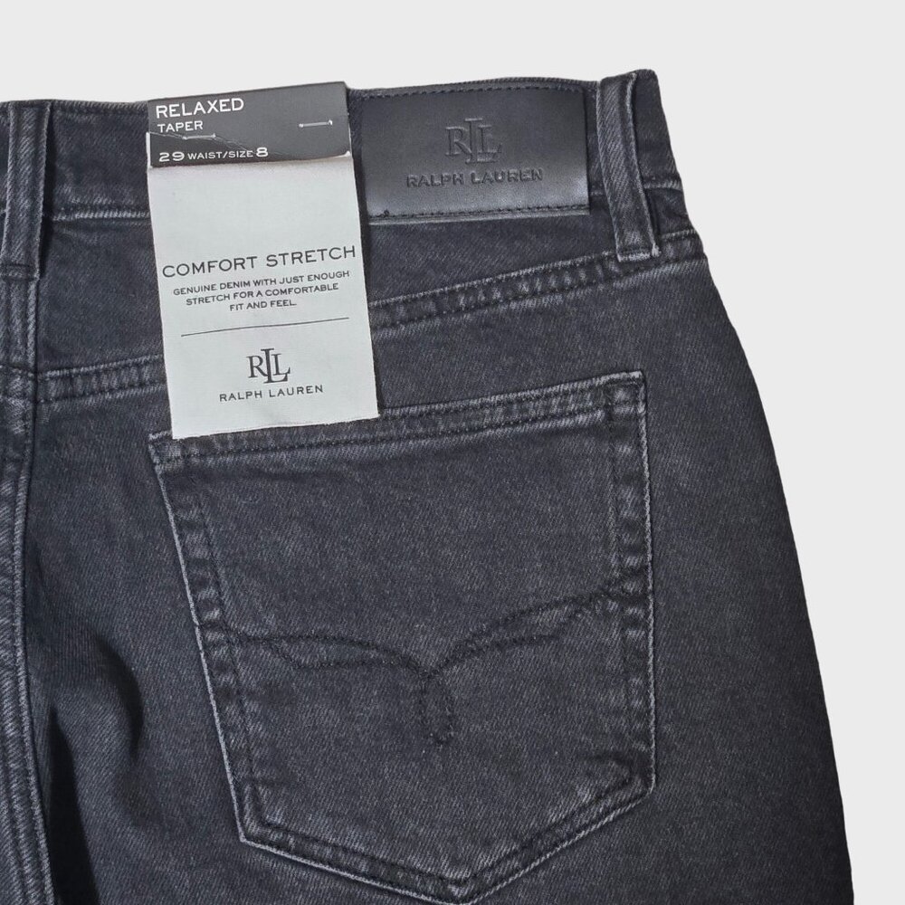 Lauren Ralph Lauren Relaxed Tapered Ankle Jeans Empire Black Wash NWT - Picture 9 of 13